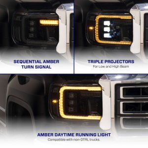 GMC Sierra 2500 Headlights - FORM Lighting - LED Projector with Amber DRL - Amber - `14-`19